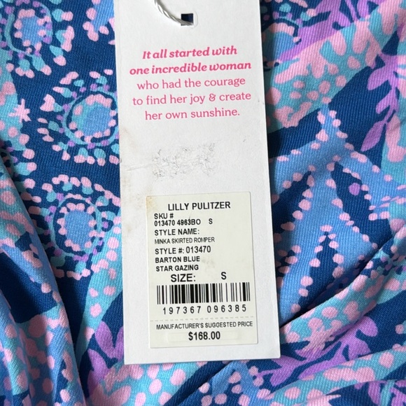 Lilly‎ Pulitzer Minka Skirted Romper in print Barton Blue Star Gazing Small Nwt - Picture 8 of 9